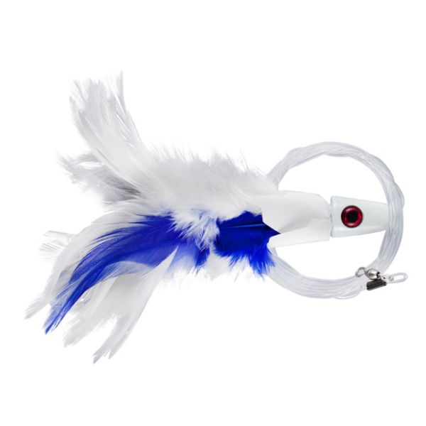 C&H Lures No Alibi Trolling Feather Rigged - 2 oz. - White/Blue