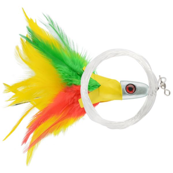 C&H Lures No Alibi Trolling Feather Rigged - 1 oz. - Yellow/Red/Green