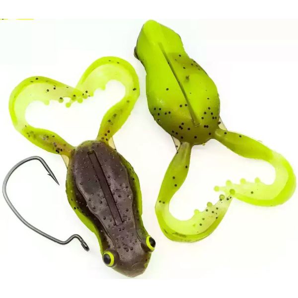 Chasebaits Flexi Frog - 1.5in - Green Pumpkin Chartreuse