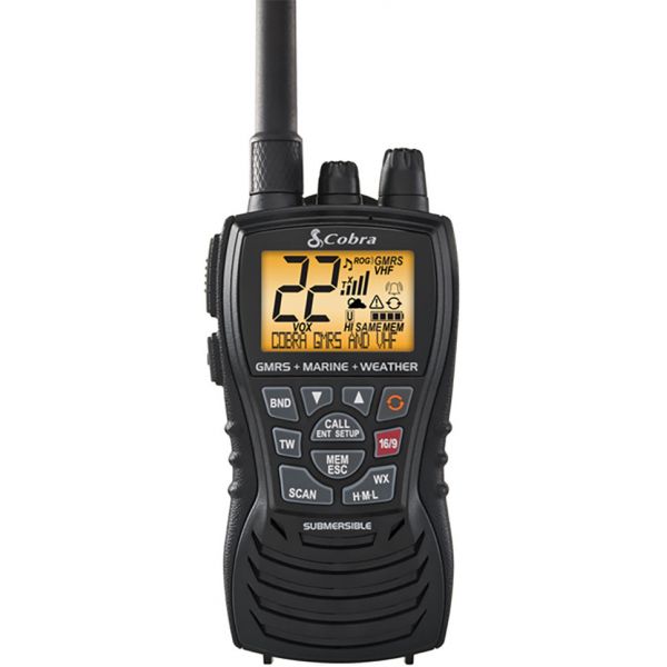 Cobra MR HH450 Dual VHF/GMRS Floating Handheld Radio - Grey