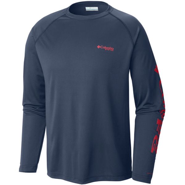 Columbia PFG Terminal Tackle Men's L/S Shirt - Dark Mountain/Sunset Red