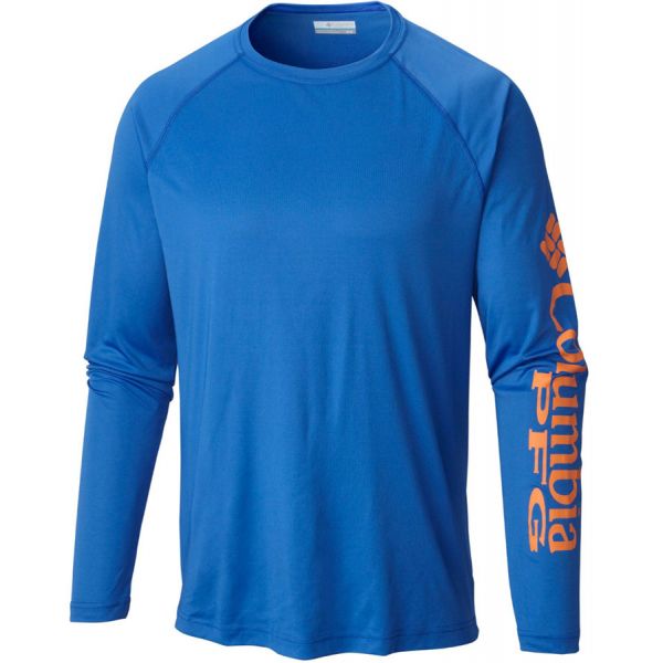 Columbia PFG Terminal Tackle LS Tee - Vivid Blue/Jupiter Logo - L