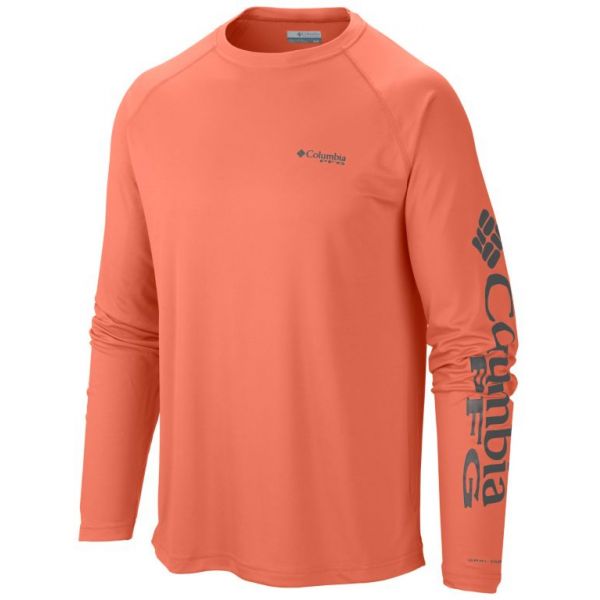 Columbia PFG Terminal Tackle Men's LS Shirt - Bright Peach/Grill