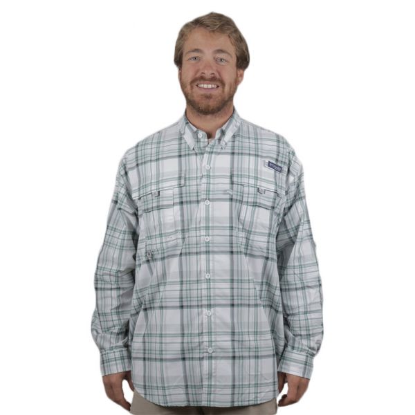 Columbia Super Bahama Long Sleeve Shirt - Thyme Green Large Plaid - L