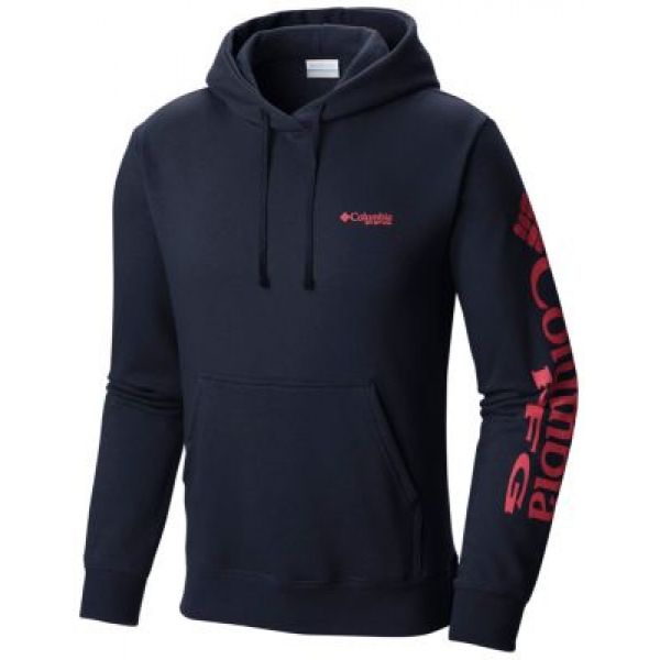 Columbia PFG Sleeve Graphic Hoodie - Collegiate Navy/Sunset Red - M