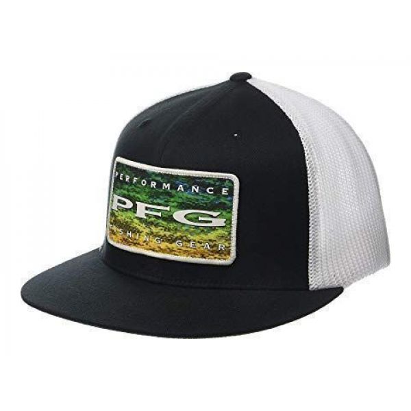 Columbia PFG Mesh Flat Brim Ball Cap - Black/Dorado Fade