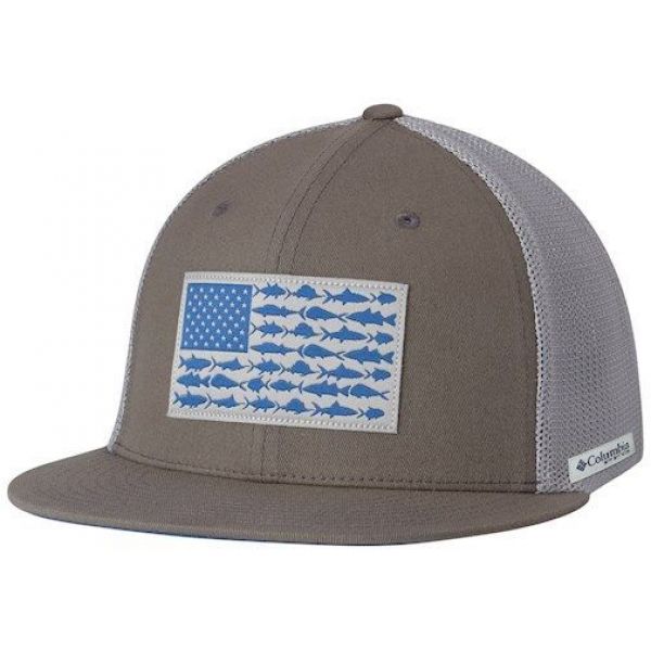 Columbia PFG Fish Flag Mesh Flat Brim Ball Cap - Titanium