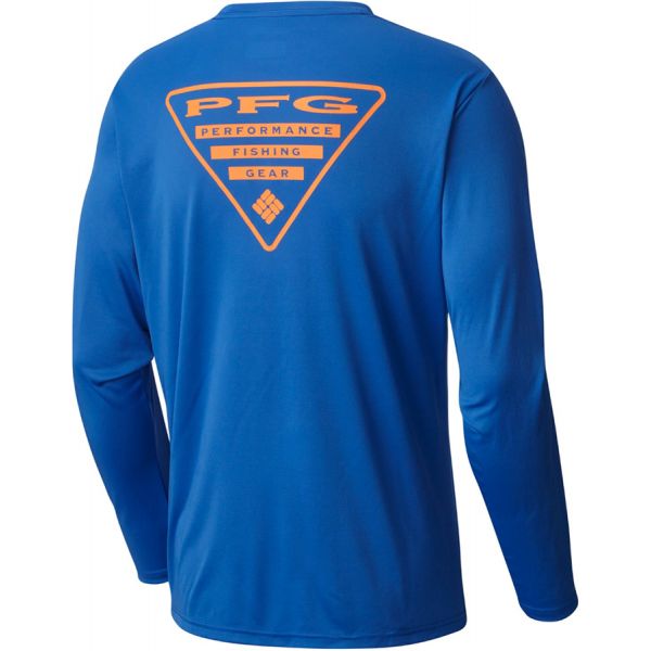 Columbia Terminal Tackle PFG Triangle L/S Shirt - Blue/Jupiter - L