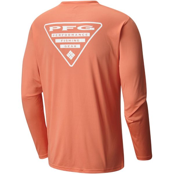 Columbia Terminal Tackle PFG Triangle L/S Shirt - Peach/White - L