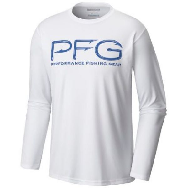 Columbia Terminal Tackle PFG Hooks LS Tee - White/Vivid Blue Logo