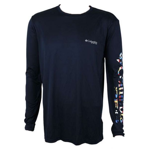 Columbia PFG Terminal Tackle L/S Shirt - Navy/Marina Flags