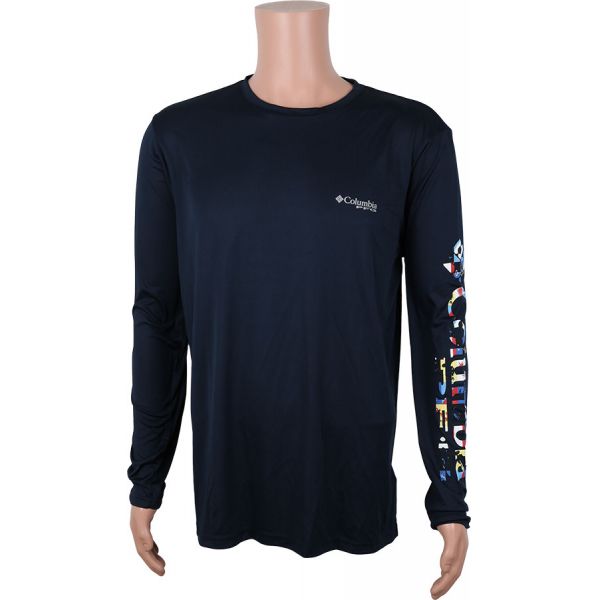 Columbia PFG Terminal Tackle L/S Shirt - Navy/Marina Flags  - L