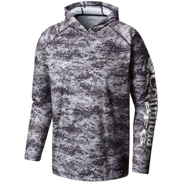 Columbia PFG Super Terminal Tackle Hoodie - Black Digi Scale - L