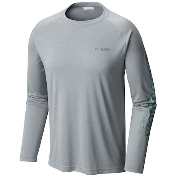 Columbia Terminal Tackle Heather L/S Shirt - Cool Grey/Thyme Green 2XL