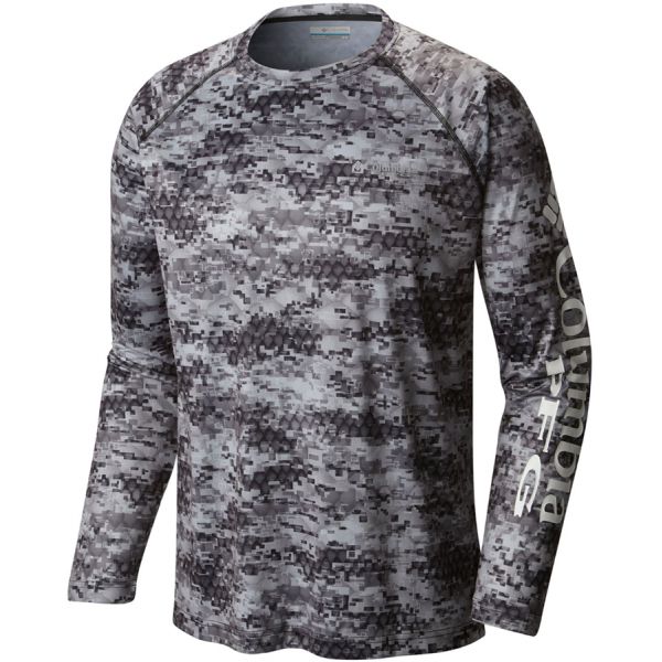 Columbia PFG Super Terminal Tackle L/S Shirts - Black Digi Scale Print