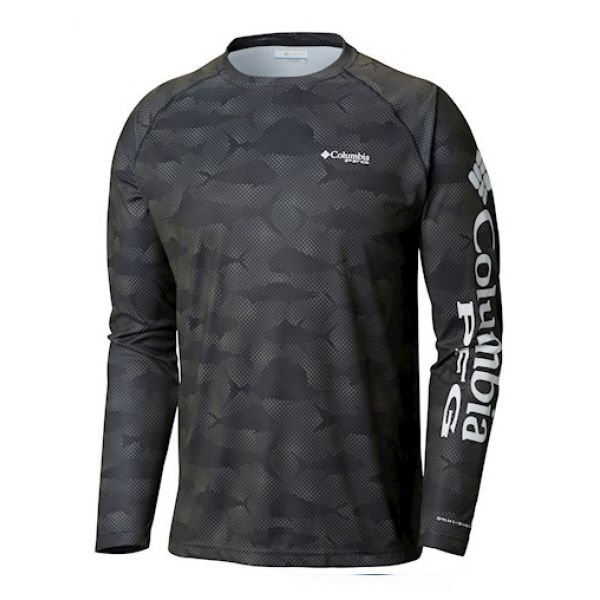 Columbia PFG Super Terminal Tackle L/S Shirts - Black Multi Fish