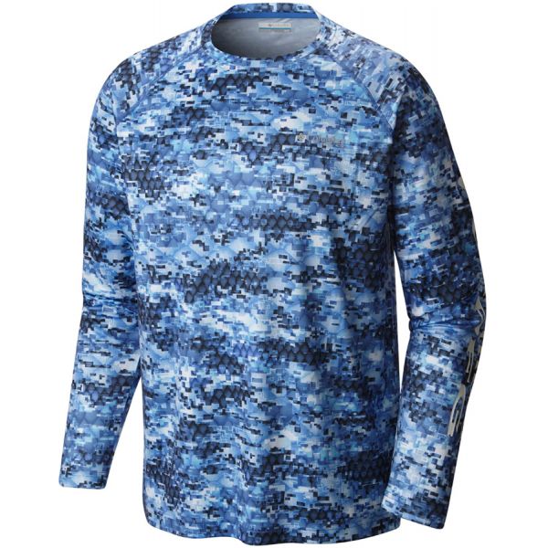 Columbia PFG Super Terminal Tackle L/S Shirts - Blue Digi Scale Print