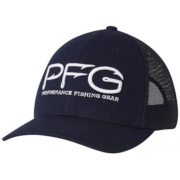 Columbia PFG Mesh Snap Back Ball Cap - Collegiate Navy & White Logo