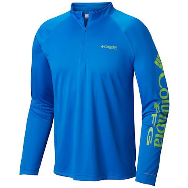 Columbia PFG Terminal Tackle 1/4 Zip Pullover - Hyper Blue/Green Mamba