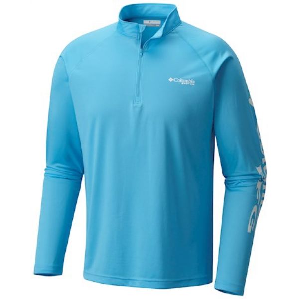 Columbia PFG Terminal Tackle 1/4 Zip Pullover - Riptide/White Logo