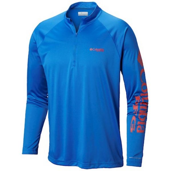 Columbia PFG Terminal Tackle 1/4 Zip Pullover - Vivid Blue/Sunset 2XL