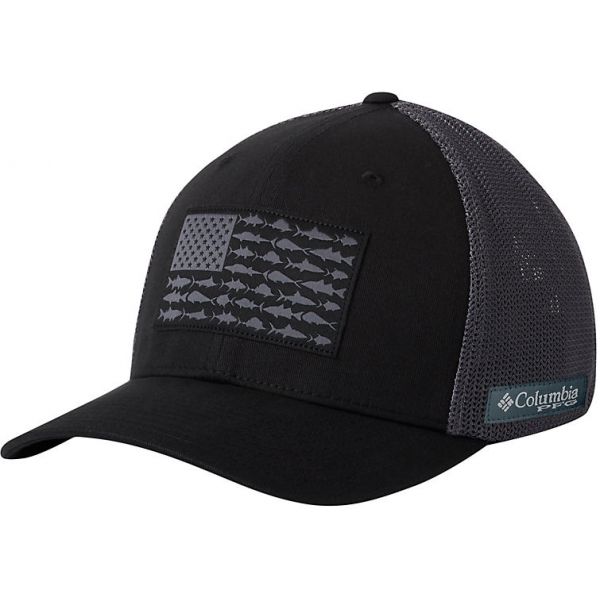 Columbia PFG FlexFit Mesh Fish Flag Ball Cap