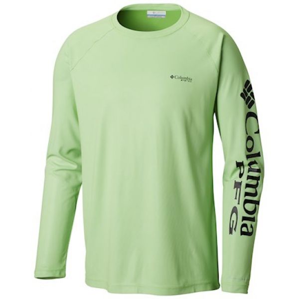 Columbia PFG Terminal Deflector LS Shirt - Green Mamba/Black