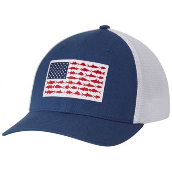 Columbia PFG Mesh Ball Cap - Night Tide Fish Flag S/M