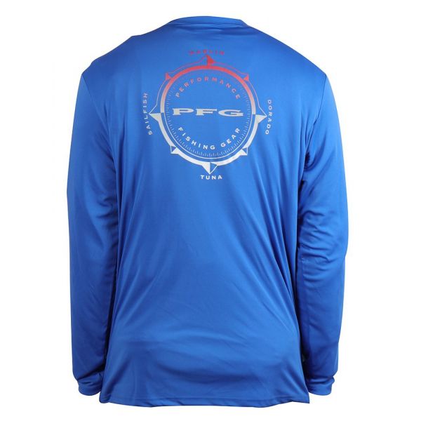 Columbia PFG Terminal Tackle Compass LS Shirt - Blue/Offshore Fish