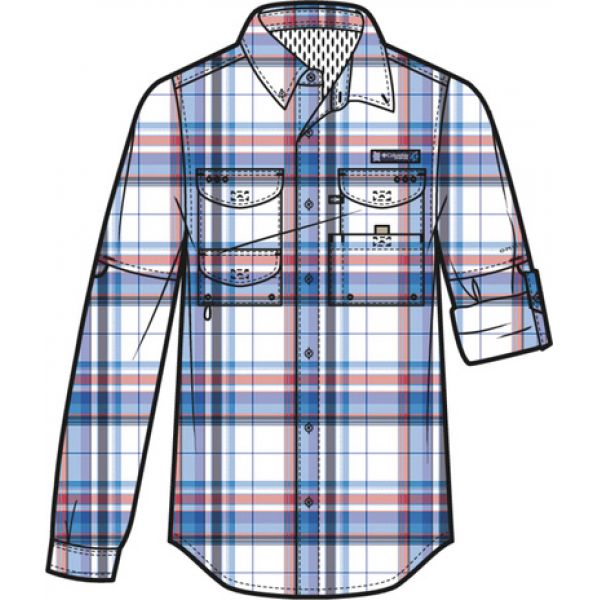 Columbia Super Bonehead Classic Long Sleeve Shirt - Vivid Blue Plaid L