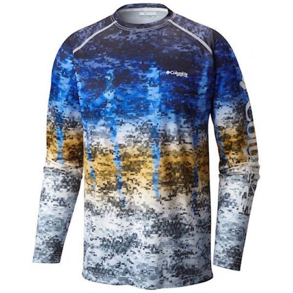 Columbia Terminal Tackle Camo Fade LS Shirt - Vivid Blue Marlin 2XL