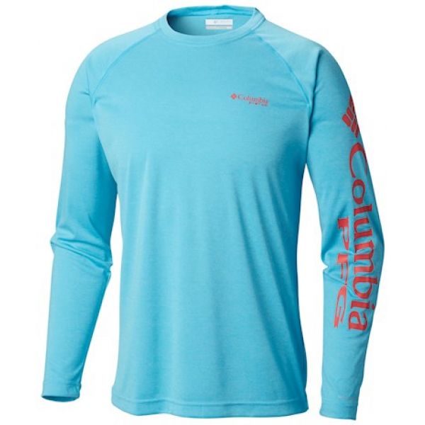 Columbia Terminal Tackle Heather Long Sleeve Shirt - Atoll/Sunset Red