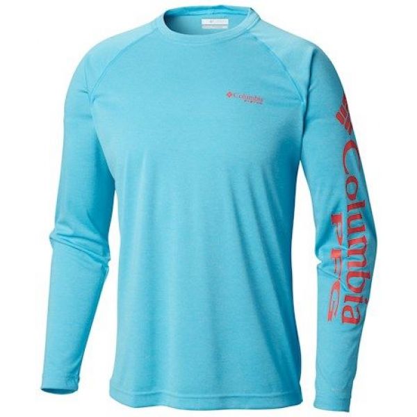 Columbia Terminal Tackle Heather LS Shirt - Atoll/Sunset Red 2XL