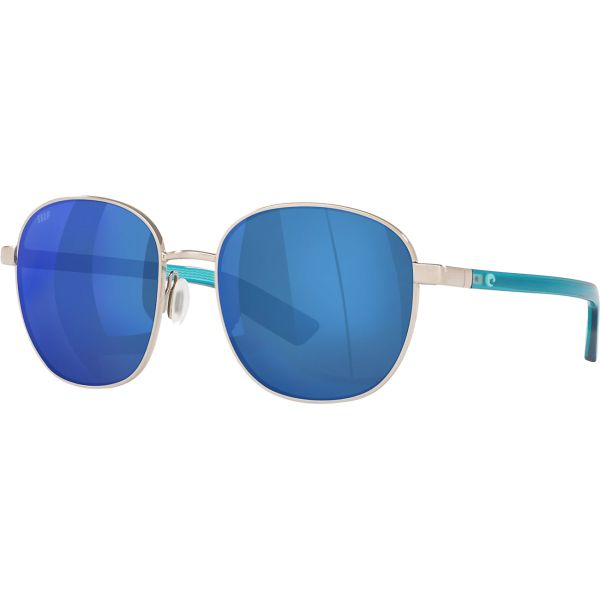 Costa Egret Sunglasses - Brushed Silver/Blue Mirror 580P