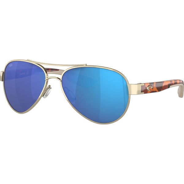 Costa Loreto Sunglasses - Rose Gold/Tortoise Temples/Blue Mirror 580G