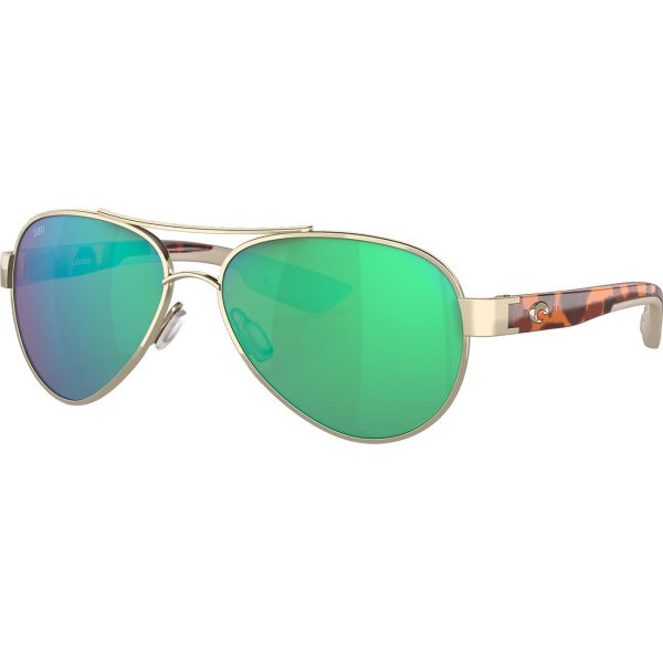 Costa Loreto Sunglasses - Rose Gold/Tortoise Temples/Green Mirror 580G