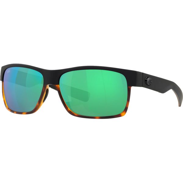 Costa Half Moon Sunglasses - Matte Black/Shiny Tort/Green Mirror 580G