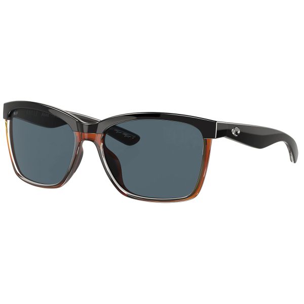 Costa Anaa Sunglasses - Shiny Black on Brown Frame/Gray 580P