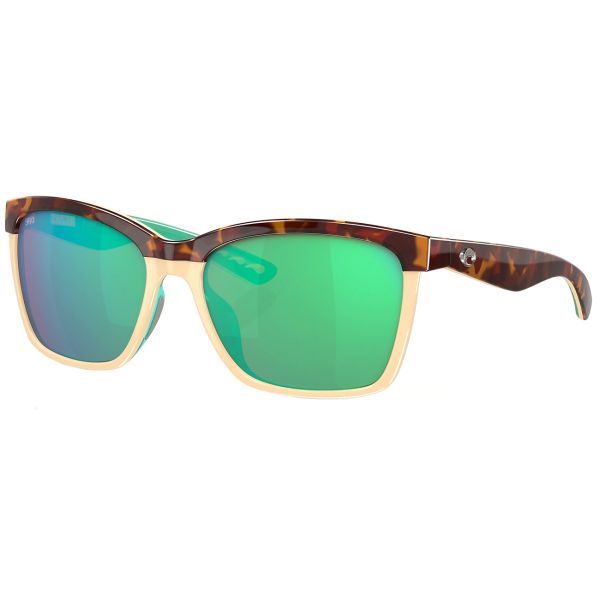 Costa Anaa Sunglasses - Shiny Retro Tort/Cream/Mint/Green Mirror 580G