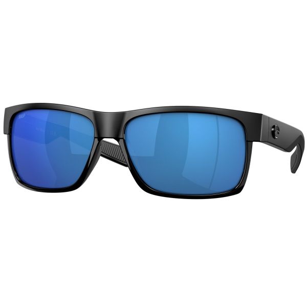 Costa Half Moon Sunglasses - Shiny Black/Blue Mirror 580P