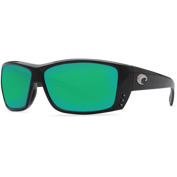 Costa Cat Cay Sunglasses Shiny Black/Green Mirror 580G