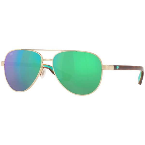 Costa Peli Sunglasses - Brushed Gold/Green Mirror - 580P Lens