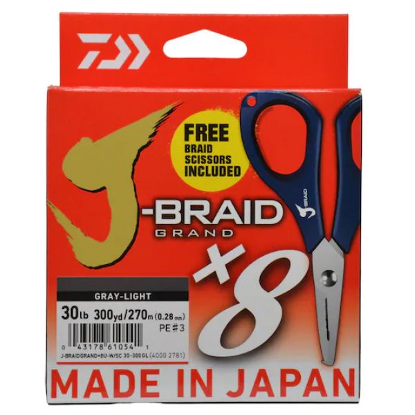 Daiwa J-Braid Grand - Gray Light - 300 Yards with Line Cutter