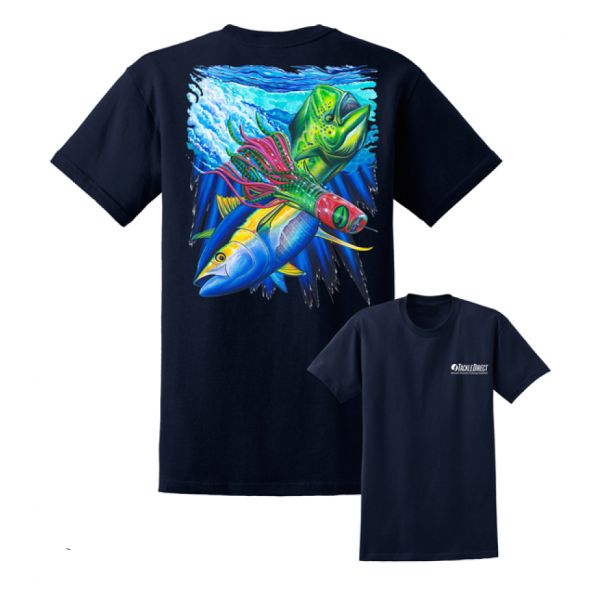 David Dunleavy DDM8049 TD Logo Mahi, Tuna, Lure SS Shirt - Navy  XL