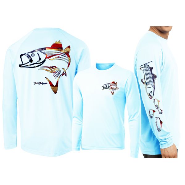 David Dunleavy Striper USA Long Sleeve Shirt - Arctic Blue - 2XL