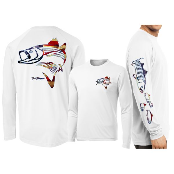 David Dunleavy Striper USA Long Sleeve Shirt - White - 2XL