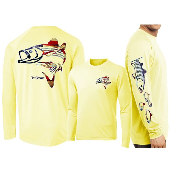 David Dunleavy Striper USA Long Sleeve Shirt - Yellow - 2XL