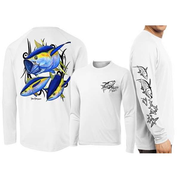 David Dunleavy DMW8005 Yellowfin Tuna Long Sleeve Tee - White - Medium