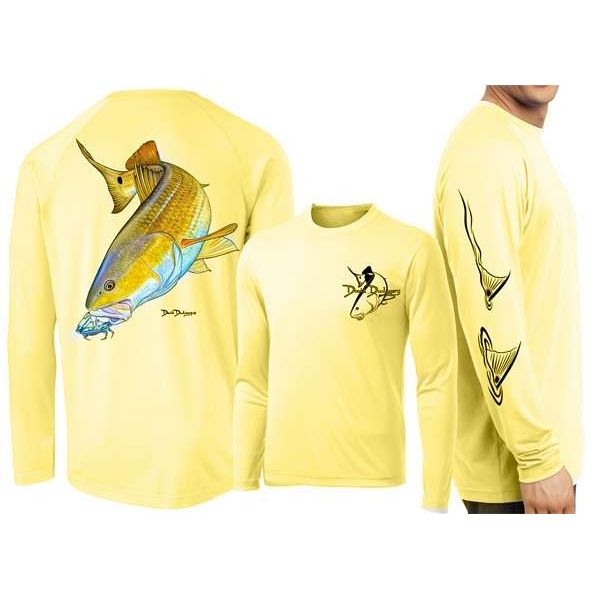 David Dunleavy DMW8010 Redfish Long Sleeve Tee - Yellow - Size Small