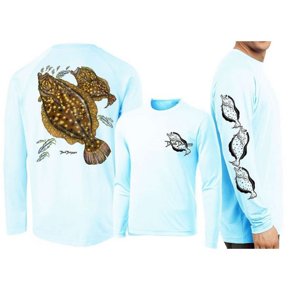 David Dunleavy DMW8015 Flounder Long Sleeve Tee - Arctic Blue - Small